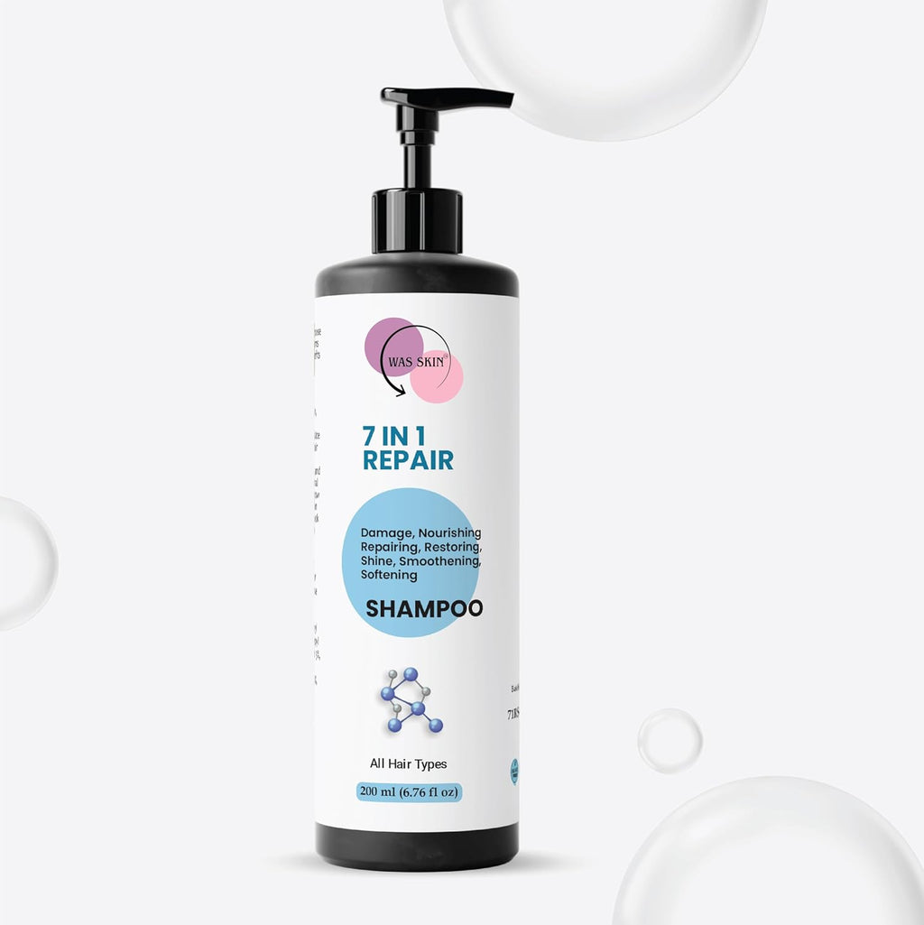 WAS SKIN Shampoo, Nourishing, Repairing, Smoothening, Dandruff Protection, All Hair Types, 200 ml (7 in 1 Repair Shampoo)