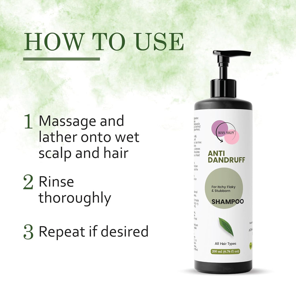 WAS SKIN Shampoo, Nourishing, Repairing, Smoothening, Dandruff Protection, All Hair Types, 200 ml (Anti Dandruff Shampoo)