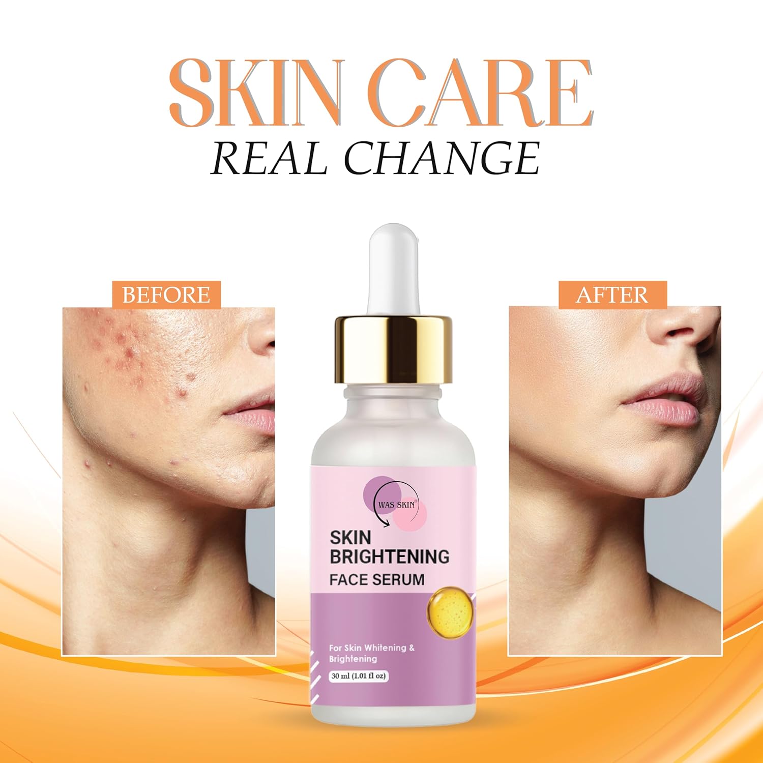 WAS SKIN Skin Brightening Face Serum, Dark Spot Corrector, 30 ml