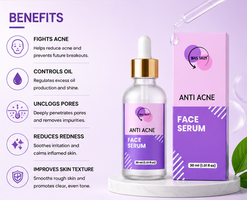 WAS SKIN Anti Acne Serum for Dark Spot Corrector and Acne marks 30 ml, for All Skin Types