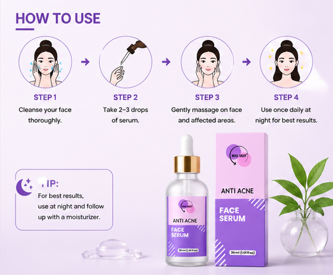 WAS SKIN Anti Acne Serum for Dark Spot Corrector and Acne marks 30 ml, for All Skin Types