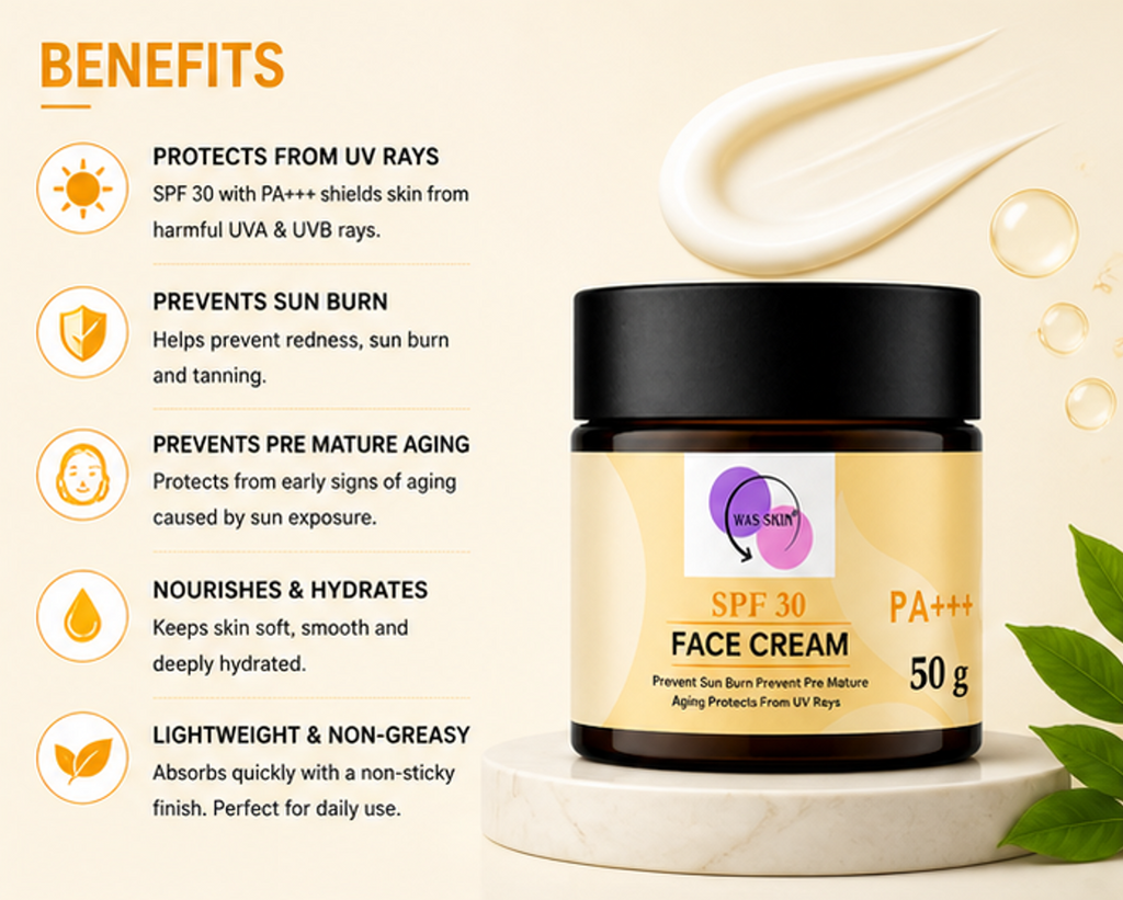 WAS SKIN Face Cream, Rapid Wrinkle Repair, Anti Ageing, Darkspots Corrector 50 g (SPF 30 Face Cream)