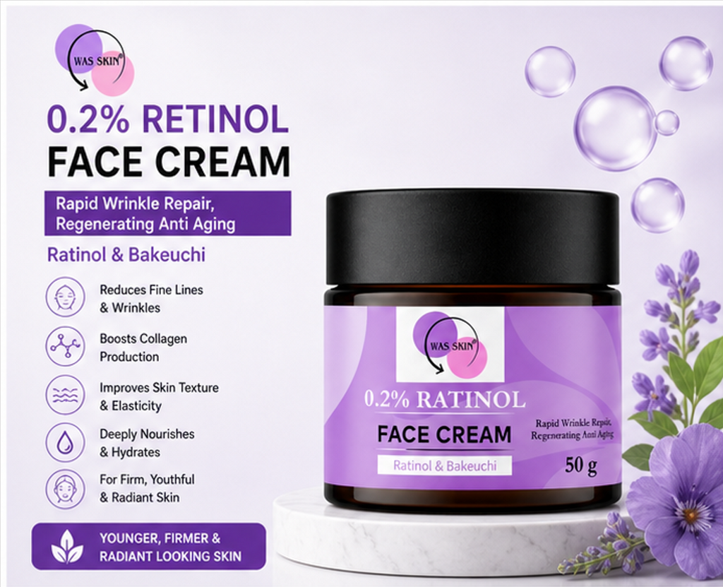 WAS SKIN Face Cream, Rapid Wrinkle Repair, Anti Ageing, Darkspots Corrector 50 g (Retinol Face Cream)