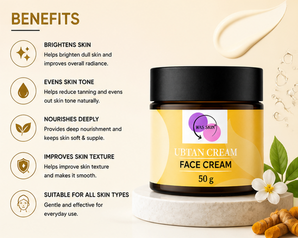 WAS SKIN Face Cream, Rapid Wrinkle Repair, Anti Ageing, Darkspots Corrector 50 g (Ubtan Face Cream)