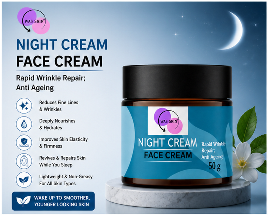 WAS SKIN Face Cream, Rapid Wrinkle Repair, Anti Ageing, Darkspots Corrector 50 g (Night Face Cream)