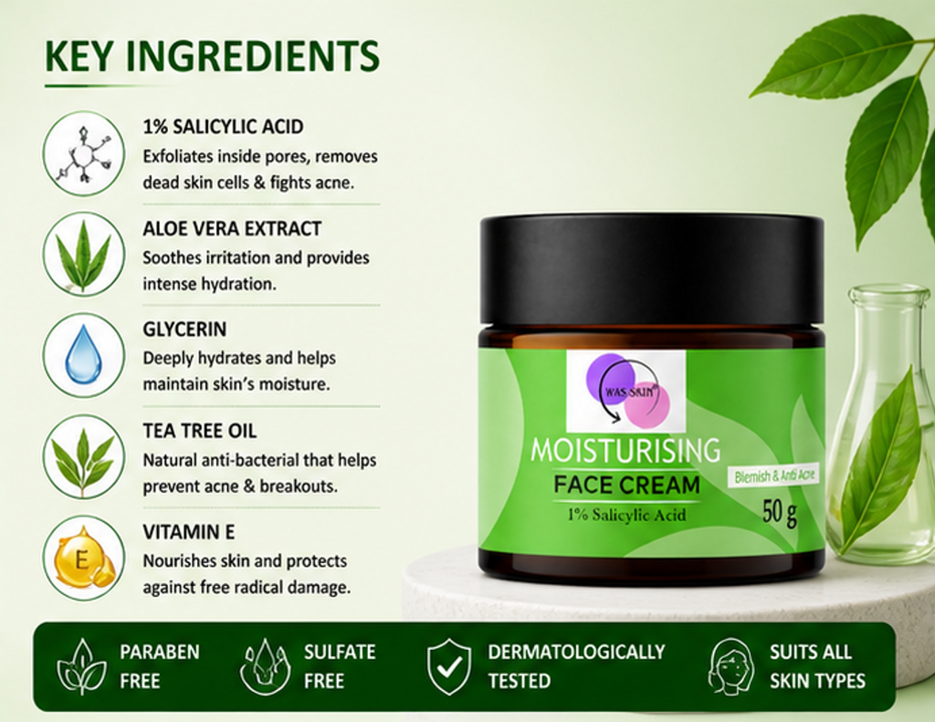 WAS SKIN Face Cream, Rapid Wrinkle Repair, Anti Ageing, Darkspots Corrector 50 g (Moisturising Face Cream)