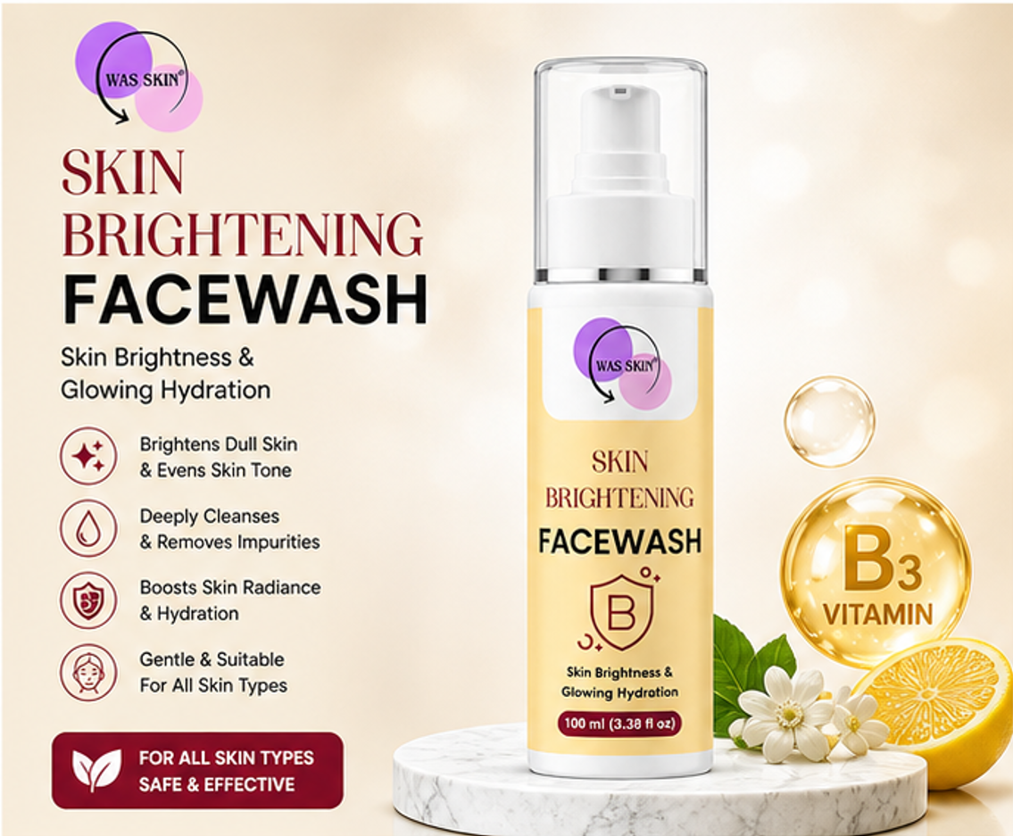 WAS SKIN® Skin Brightening Facewash, Glowing Hydration, 100 ml (Skin Brightening Facewash)