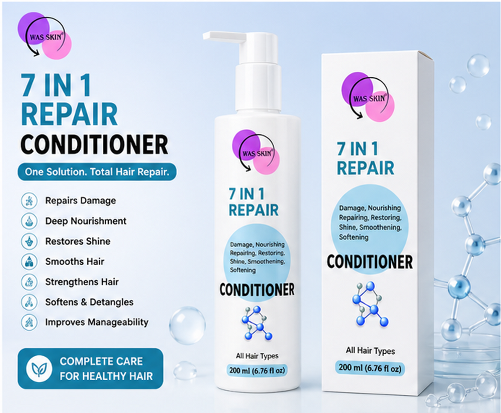 WAS SKIN 7 in 1 Repair Conditioner, Nourishing, Repairing, Smoothening, All Hair Types, 200ml (7 in 1 Repair Conditioner)