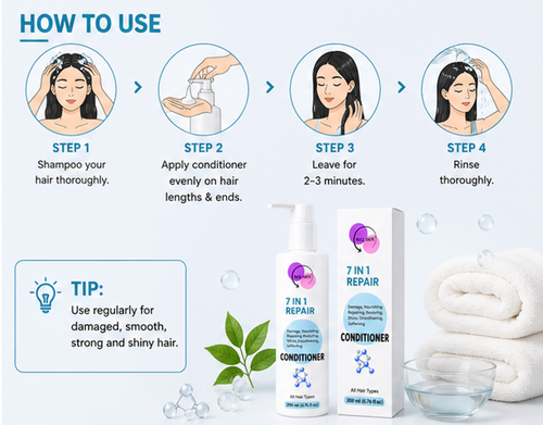 WAS SKIN 7 in 1 Repair Conditioner, Nourishing, Repairing, Smoothening, All Hair Types, 200ml (7 in 1 Repair Conditioner)